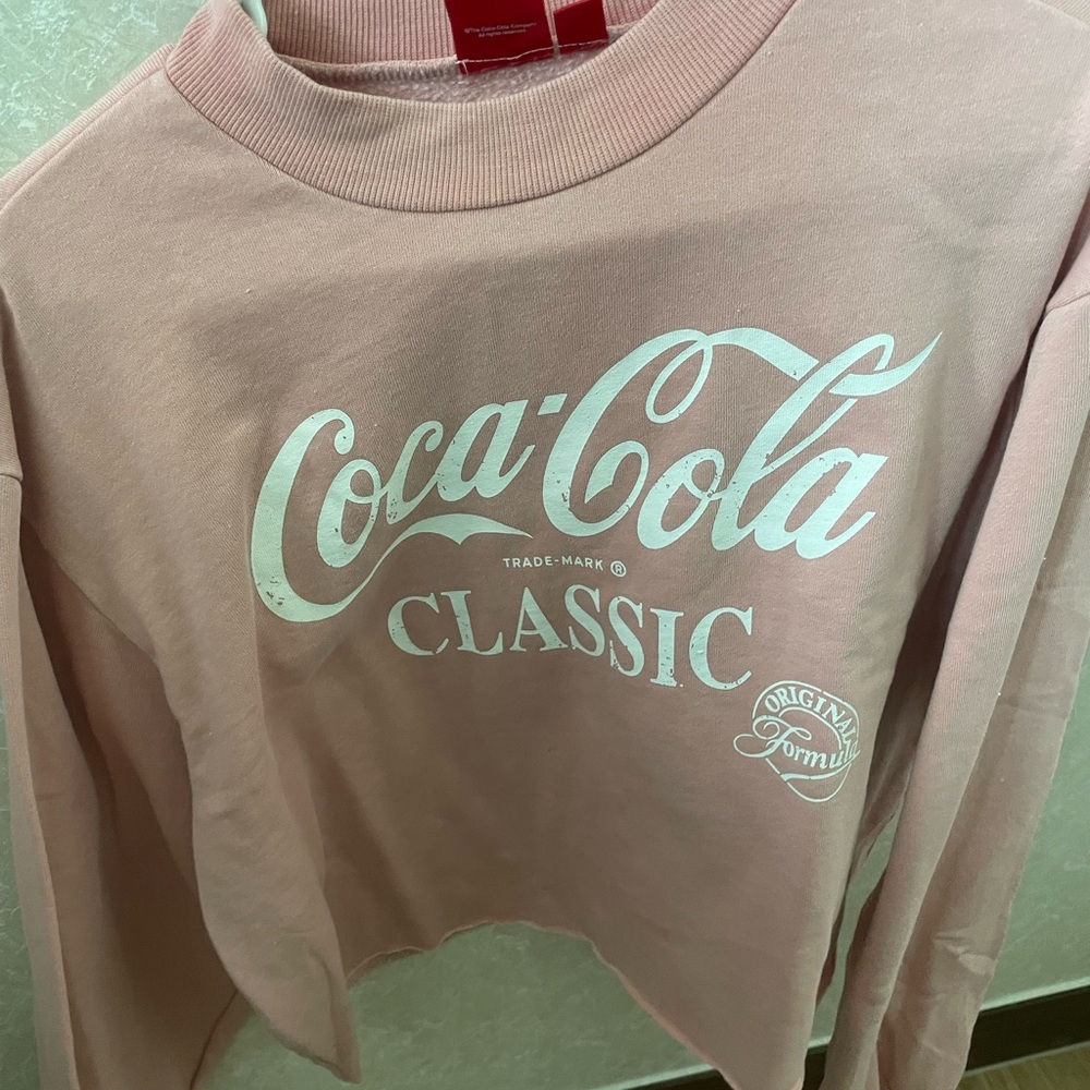 Coca Cola Pink Crew Neck Graphic Sweatshirt